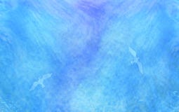 Abstracte blauwe waterverfachtergrond Silhouet van zeemeeuwen royalty-vrije illustratie Abstracte blauwe waterverfachtergrond Silhouet van zeemeeuwen royalty-vrije illustratie