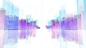 Abstracte digitale hologram 3D illustratie van stad met futuristische matrijs stock illustratie Abstracte digitale hologram 3D illustratie van stad met futuristische matrijs stock illustratie
