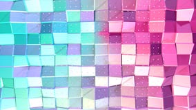 Abstracte eenvoudige blauwe roze lage poly 3D oppervlakte en vliegende witte kristallen als CG-achtergrond Zachte geometrische la royalty-vrije illustratie Abstracte eenvoudige blauwe roze lage poly 3D oppervlakte en vliegende witte kristallen als CG-achtergrond Zachte geometrische la royalty-vrije illustratie