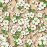 Abstracte naadloze bloemenachtergrond met de lenteornament op beig royalty-vrije illustratie Abstracte naadloze bloemenachtergrond met de lenteornament op beig royalty-vrije illustratie