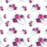 Abstracte waterverfillustratie van heldere veelkleurige die paardebloemen op witte achtergrond wordt geïsoleerd Naadloos patroon stock illustratie Abstracte waterverfillustratie van heldere veelkleurige die paardebloemen op witte achtergrond wordt geïsoleerd Naadloos patroon stock illustratie
