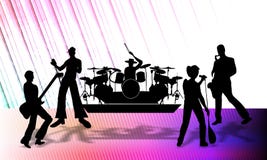 Abstrakcjonistyczna wektorowa muzykalna grupa przedstawia program na scenie, wektorowa ilustracja Abstrakcjonistyczna wektorowa muzykalna grupa przedstawia program na scenie, wektorowa ilustracja