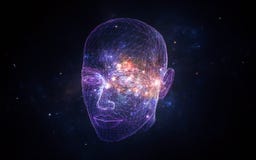 Abstrakcjonistyczny Artystyczny Sztucznej inteligencji interfejs W mg?awicy tle zdjęcia royalty free Abstrakcjonistyczny Artystyczny Sztucznej inteligencji interfejs W mg?awicy tle zdjęcia royalty free