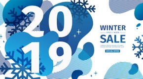 Abstrakcjonistyczny geometryczny projekt dla szczęśliwego nowego roku 2019 Nowego Roku sztandar z wektorową błękitną ciecz formą ilustracji Abstrakcjonistyczny geometryczny projekt dla szczęśliwego nowego roku 2019 Nowego Roku sztandar z wektorową błękitną ciecz formą ilustracji