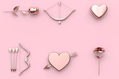 abstrakcjonistyczny valentine pojęcie 3d odpłaca się różanego łęk i strzałę kierowy kwiat menchii tło ilustracja wektor abstrakcjonistyczny valentine pojęcie 3d odpłaca się różanego łęk i strzałę kierowy kwiat menchii tło ilustracja wektor