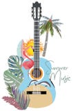 Abstrakt gitarr som dekoreras med sommar- och vårblommor Royaltyfri Bild Abstrakt gitarr som dekoreras med sommar- och vårblommor Royaltyfri Bild