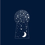 Abstrakt overkligt dörrlås moon stjärnor stock illustrationer Abstrakt overkligt dörrlås moon stjärnor stock illustrationer
