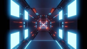Abstrakta astronautyczny tunel z b??kit?w ?wiat?ami i czerwonym odbiciem ilustracji Abstrakta astronautyczny tunel z b??kit?w ?wiat?ami i czerwonym odbiciem ilustracji