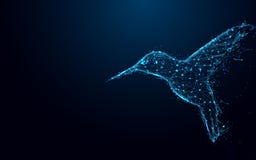 Abstrakte Kolibriformlinien und Dreiecke, Verbindungsnetz des Punktes auf blauem Hintergrund lizenzfreie abbildung Abstrakte Kolibriformlinien und Dreiecke, Verbindungsnetz des Punktes auf blauem Hintergrund lizenzfreie abbildung