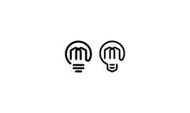 Abstrakter Anfangsm-Glühlampe-Logoikonenvektor stock abbildung Abstrakter Anfangsm-Glühlampe-Logoikonenvektor stock abbildung