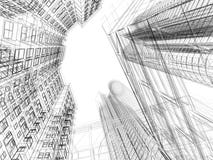 Abstraktes wireframe der Architektur 3D lizenzfreie abbildung Abstraktes wireframe der Architektur 3D lizenzfreie abbildung