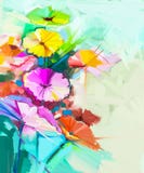 Abstraktes Ölgemälde von Frühlingsblumen lizenzfreie abbildung Abstraktes Ölgemälde von Frühlingsblumen lizenzfreie abbildung