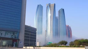 ABU DHABI, United Arab Emirates - April 7, 2021. Main entrance of Abu Dhabi National Oil Company, ADNOC headquarter in Dubai.