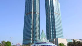 ABU DHABI, United Arab Emirates - April 7, 2021. Main entrance of Abu Dhabi National Oil Company, ADNOC headquarter in Dubai.