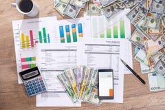 Account annual budget in office. dollar qand euro royalty free stock photos Account annual budget in office. dollar qand euro royalty free stock photos