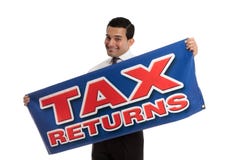 Accountant Or Tax Agent With Sign Stock Photography