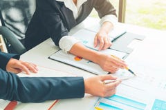 Accounting Officer team working and analysis data chart in office, Business and Office Concept. royalty free stock photography Accounting Officer team working and analysis data chart in office, Business and Office Concept. royalty free stock photography