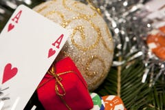 Ace With A Christmas Ball Royalty Free Stock Images