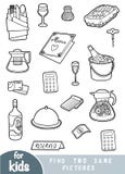 Achado dois as mesmas imagens, jogo da educação, grupo de objetos para um restaurante ilustração stock Achado dois as mesmas imagens, jogo da educação, grupo de objetos para um restaurante ilustração stock