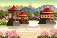 Achtergrond van Chinese tempels vector illustratie Achtergrond van Chinese tempels vector illustratie