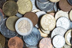 Achtergrond van Euro muntstukkengeld royalty-vrije stock afbeeldingen Achtergrond van Euro muntstukkengeld royalty-vrije stock afbeeldingen