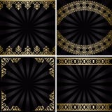 Achtergronden met gouden decoratie en stralen - zwarte wijnoogst royalty-vrije illustratie Achtergronden met gouden decoratie en stralen - zwarte wijnoogst royalty-vrije illustratie