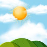 Achtergrondscène met zon over de heuvels vector illustratie Achtergrondscène met zon over de heuvels vector illustratie