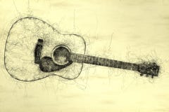 Acoustic Guitar Scribble Illustration Stock Images