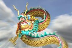 Action zoom blurring china dragon statue flying in the sky. stock photos Action zoom blurring china dragon statue flying in the sky. stock photos