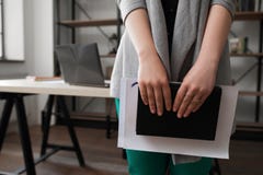 Active business woman with dairy and records stock image Active business woman with dairy and records stock image