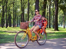 Active leisure activity of young mom and her son in summer royalty free stock image Active leisure activity of young mom and her son in summer royalty free stock image