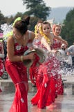 Actresses performing in the water-splashing festival