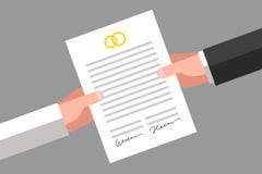 Acuerdo Prenuptial firmado por el marido y la esposa stock de ilustración Acuerdo Prenuptial firmado por el marido y la esposa stock de ilustración