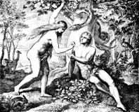 Adam & Eve Eat Forbidden Fruit royalty-vrije stock fotografie Adam & Eve Eat Forbidden Fruit royalty-vrije stock fotografie