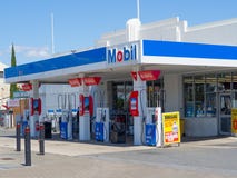 Mobil service station at the front. stock photo Mobil service station at the front. stock photo