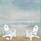 Adirondack Chairs On Ocean Seashore Royalty Free Stock Images