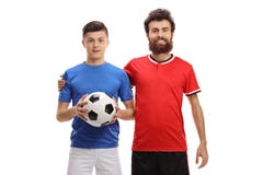 Adolescente e um treinador do futebol fotos de stock royalty free Adolescente e um treinador do futebol fotos de stock royalty free