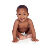 Adorable African Baby In Diaper Sitting On The Floor Royalty Free Stock Photography Adorable African Baby In Diaper Sitting On The Floor Royalty Free Stock Photography