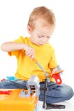 Adorable child boy with tools happy, fun royalty free stock images Adorable child boy with tools happy, fun royalty free stock images