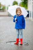 Adorable Little Girl Holding White Umbrella Royalty Free Stock Photo