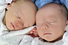 Adorable Twins Sleeping Together Royalty Free Stock Photography