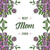 Adornado del ejemplo del vector diverso del bastidor color de rosa púrpura de la flor con poner letras te quiero a la mamá stock de ilustración Adornado del ejemplo del vector diverso del bastidor color de rosa púrpura de la flor con poner letras te quiero a la mamá stock de ilustración