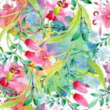 Adorne el rosa y las flores botánicas florales azules Sistema del ejemplo del fondo de la acuarela Modelo inconsútil del fondo ilustración del vector Adorne el rosa y las flores botánicas florales azules Sistema del ejemplo del fondo de la acuarela Modelo inconsútil del fondo ilustración del vector