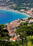 Adriatic town of Baska vertical aerial view stock photo Adriatic town of Baska vertical aerial view stock photo