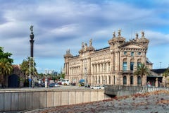 Aduana de Barcelona, stary customs budować projektuję Sagnier Villavecchia budowałem w neoklasycznym stylu przy Portowym Vell Obrazy Stock