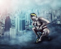 Adult naked man cycling on child's bicycle royalty free stock image Adult naked man cycling on child's bicycle royalty free stock image
