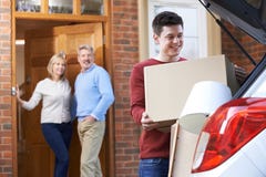 Adult Son Moving Out Of Parent's Home royalty free stock photo Adult Son Moving Out Of Parent's Home royalty free stock photo