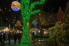 Advent in Zagreb - Night view from the Strossmayer Promenade at royalty free stock image Advent in Zagreb - Night view from the Strossmayer Promenade at royalty free stock image