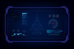 Aereo da caccia futuristico di tecnologia del GUI dell'interfaccia di Hud, liiustration di vettore illustrazione vettoriale Aereo da caccia futuristico di tecnologia del GUI dell'interfaccia di Hud, liiustration di vettore illustrazione vettoriale
