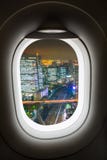Aereo della finestra con la vista di paesaggio urbano Immagini Stock Aereo della finestra con la vista di paesaggio urbano Immagini Stock